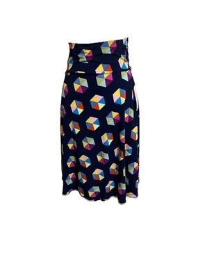 LuLaRoe A-Line Skirt Sz S AZURE Geometric Print Closet Staple Feminine Flowy